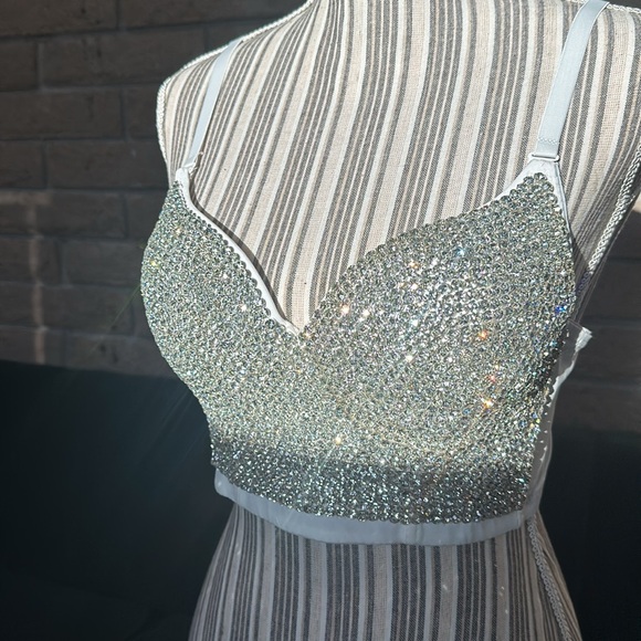 Women's Handmade Rhinestone Diamond Push up Bustier Crop Top Sexy Punk Corset - Picture 9 of 9